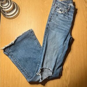 American Eagle Outfitters Blue Distressed Flare Jeans